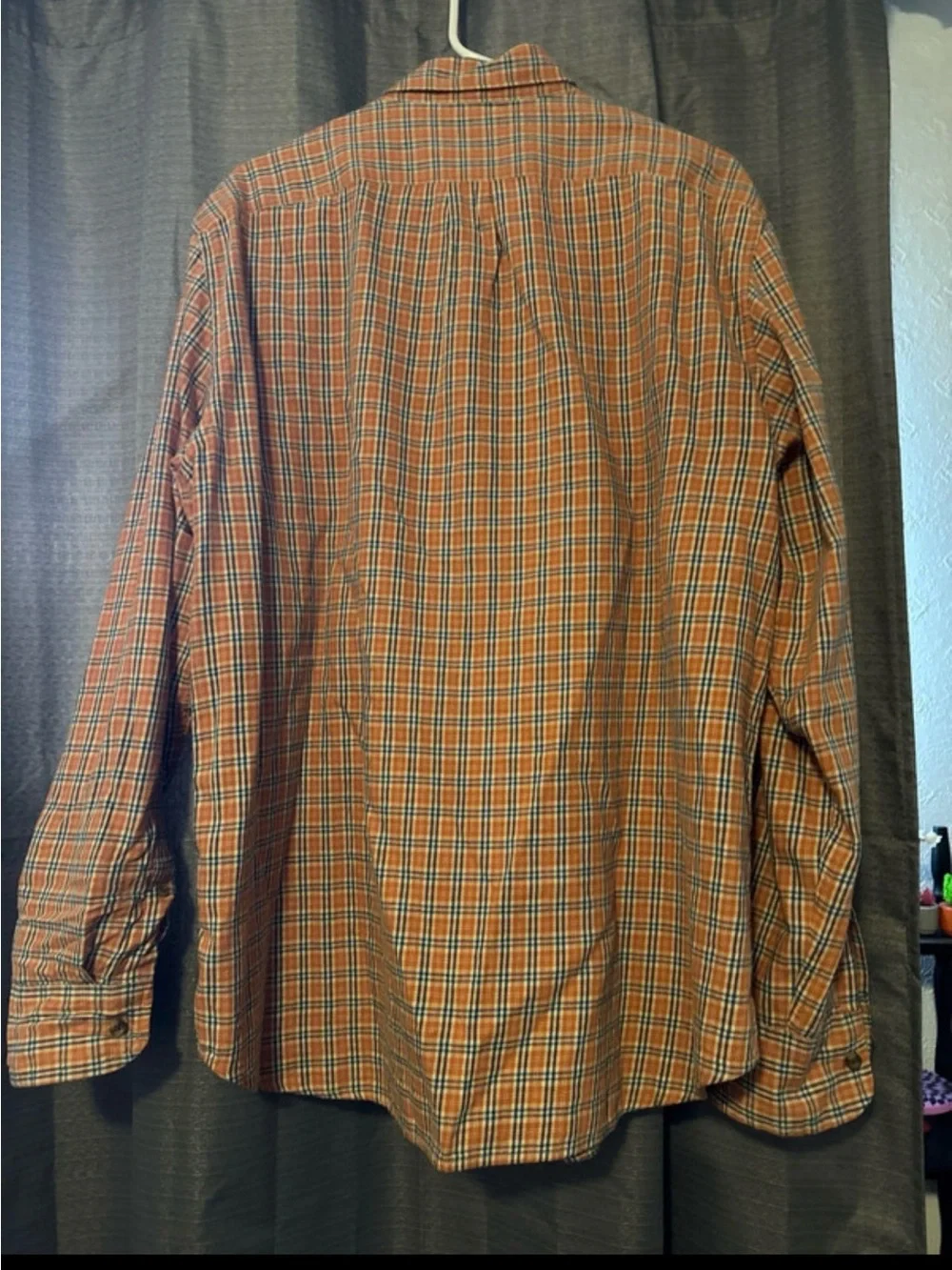 J. Crew Orange Plaid Button-Down Shirt with Blue Accents